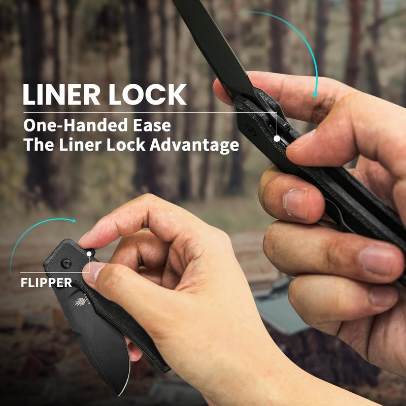 KIZER Nice Guy Pocket Folding Knife, 2.84" Nitro V Blade, Lightweight Sharp Camping and Hiking Knife, Comfort Micarta Handle, Liner Lock Flipper knives V3011A3 - Image 3